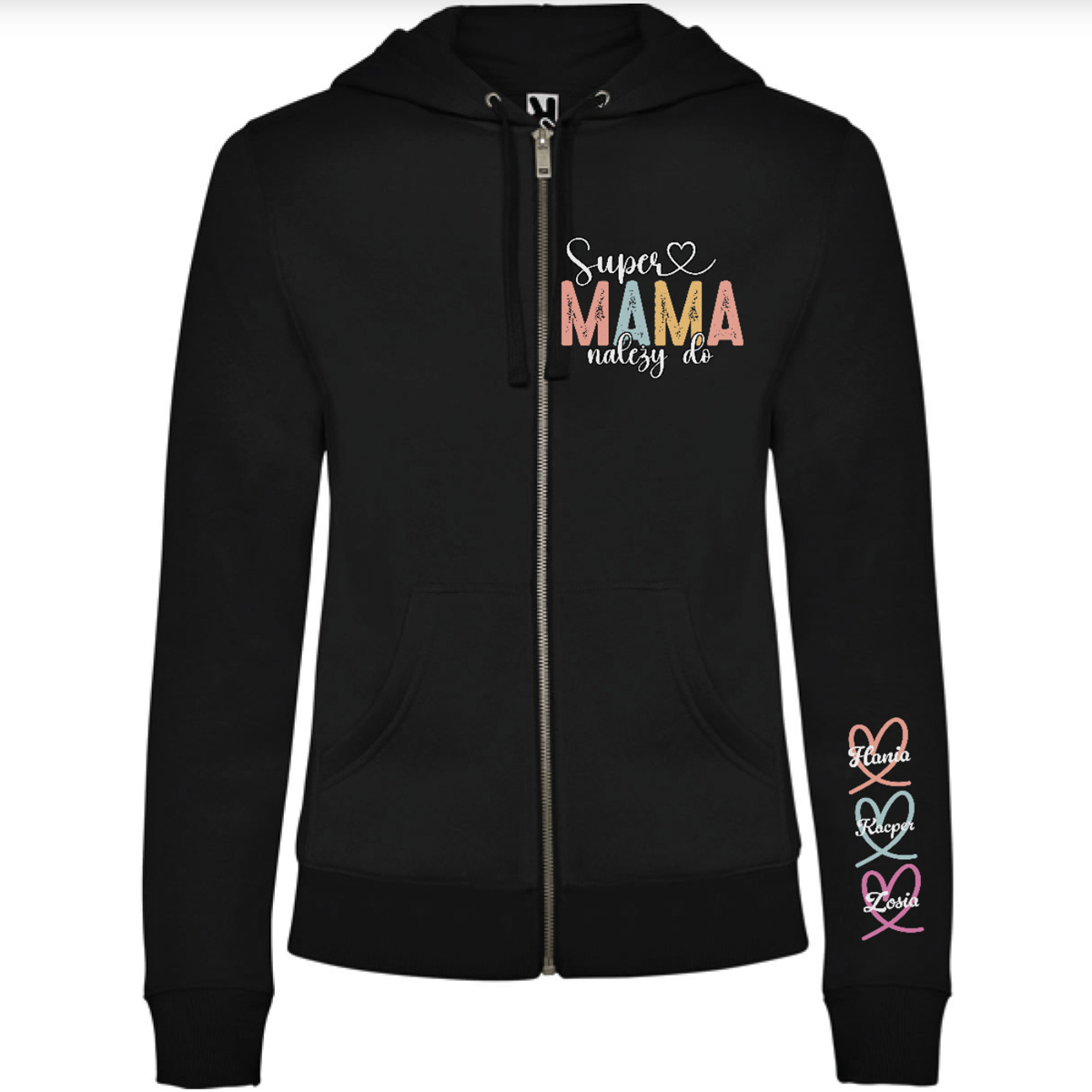 Super mama - czarna bluza rozpinana