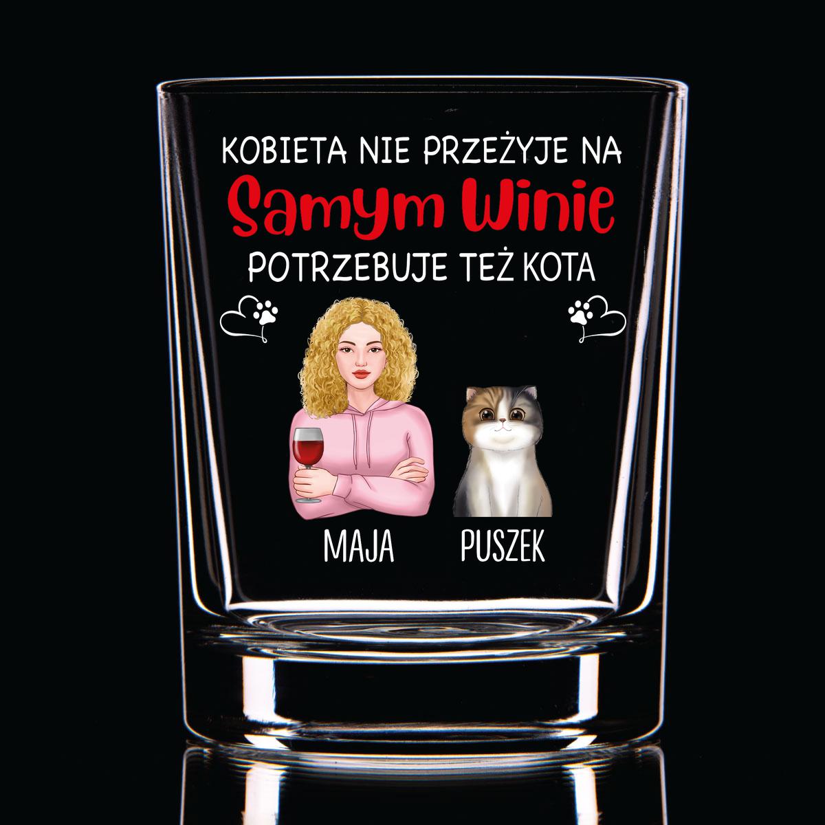 Kobieta potrzebuje wina i swojego kota