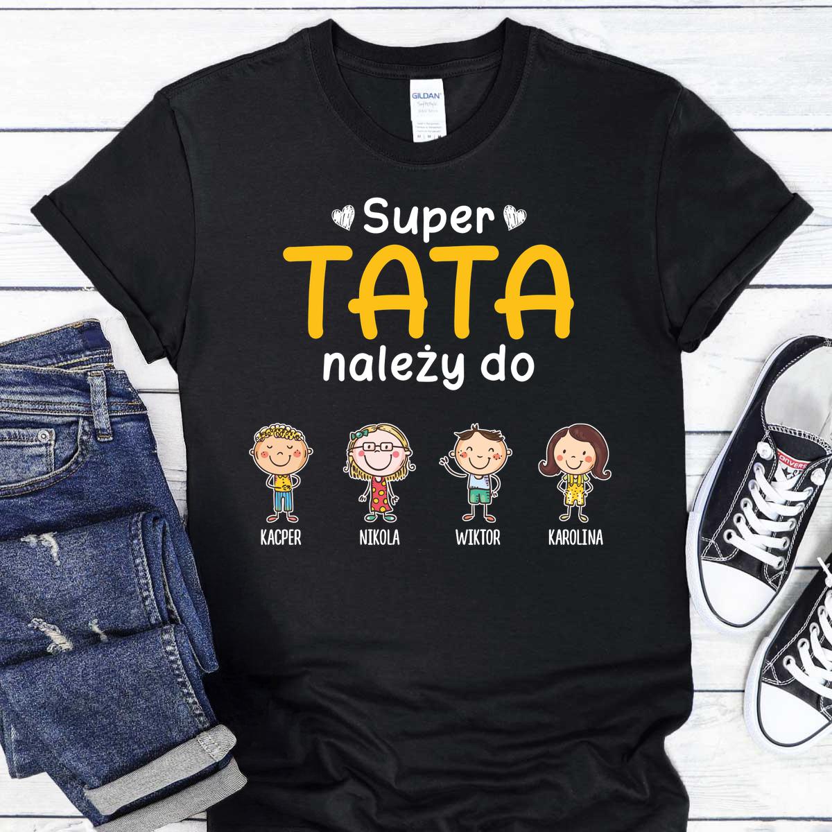 Super Tata - czarna koszulka